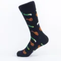 Heren novelty gebraden kip print lange sokken zwarte katoen casual dagelijkse slijtage - Één Maat (EU 41-47) / Kleur 1