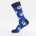 Men's fashion soccer pattern long socks, blue sports high tube socks for daily wear. - One Size / Blue Football