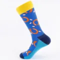 Trendy men's colorful printed long cotton socks fun pattern four-season crew tube socks - One Size (EU 41-47) / Color 2