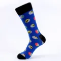 Blue cotton crew socks featuring fun geometric polka dot patterns, comfortable and stylish daily wear. - One Size (EU 41-47) / Color 4