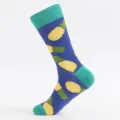 Men's colorful pineapple print long crew socks, blue athletic skateboarding socks for daily wear. - One Size / Blue Pineapple