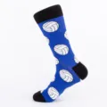 Men long volleyball socks, blue cotton athletic crew socks with black toe and heel details. - One Size (EU 41-47) / Blue