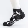 Herren Schwarz Weiß Camo Print Kurze Bootssocken, Baumwolle Freizeitsocken Sport Socken - Einheitsgröße (EU 41-47) / Abstraktes Camouflage