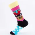 Heren grote maat katoenen sokken met abstracte kattenpatronen en kleurrijke stippen casual. - Eén maat / Kleur 1