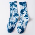 Μπλε και λευκές κάλτσες βαμβακερές tie-dye μοντέρνου streetwear στυλ άνετες καθημερινές. - Ένα μέγεθος (36-43) / Ναυτικό μπλε