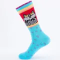 Kleurrijke abstracte kat patroon heren katoen sokken stijlvolle novelty casual mode - Eén maat / Kleur 4