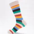 Calcetines de algodón a rayas de colores para hombres, calcetines deportivos casuales. - Talla Única (EU 41-47) / Color 3