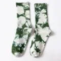 Calze a metà polpaccio in cotone tie dye verde stile hip hop streetwear uomo donna casual. - Taglia unica (36-43) / Verde Inchiostro