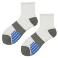 Herren Damen Sommer Sportsocken Laufstrümpfe Mittelhoch Weiß Grau Blau Gestreift Atmungsaktiv - Einheitsgröße (Größe 37-44) / Weiß