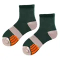 Grüne wadenlange Sportsocken mit stylischem Streifen-Design, bequeme Baumwoll-Laufsocken. - Einheitsgröße (Größe 37-44) / Dunkelgrün