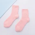 Roze pluche koraalvleece warme sokken voor vrouwen winter gezellige thuis vloer sokken - Kleur 1