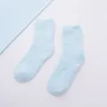 Lichtblauwe pluche koraalvlies sokken, dikke warme wintersokken voor dames gezellig. - Kleur 3