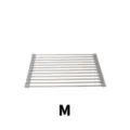 Roll-up kitchen sink dish drying rack, stainless steel roll-up drainer mat, size M gray - 47cm 12-Tube Drain Rack