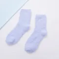 Hellviolette einfarbige dicke kuschelige Korallenvlies Socken Damen Winter Schlaf-Boden-Socken - Farbe 5