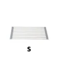 Foldable stainless steel kitchen sink roll-up dish drying rack size S grey border - 38cm 9-Tube Small Drain Rack