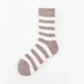 Cozy coral fleece striped women mid-tube socks, soft fuzzy winter home floor sleep socks - One Size / Color 5