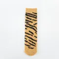 Verdichtete Korallenfleece Wintersocken mit Tigerstreifen Design, warme gemütliche Haussocken. - Einheitsgröße / Gelb