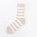 Cozy fuzzy striped coral fleece socks for women, soft winter sleep home floor crew socks. - One Size / Color 8