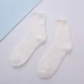 Flauschige Korallenfleece Damen Wintersocken warm, weiche kuschelige Haussocken weiss. - Farbe #22
