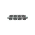 Moule à muffin en silicone 12 tasses, antiadhésif avec poignées vertes pour pâtisserie. - Grand Moule à Gâteau Muffin 12 Tasses Bicolore / Gris