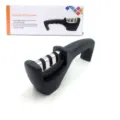 3-stage manual knife sharpener with ergonomic black handle for kitchen cooking tools. - Black Knife Sharpener / Black