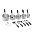 Stainless steel measuring cups and spoons set 10pcs with silicone handles for baking cooking - Black Color Box Packaging
