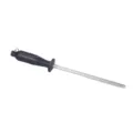 Carbon steel knife sharpening rod for kitchen, durable manual sharpener tool with black handle. - Black Sharpening Rod / Black