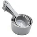 Ensemble de cuillères à mesurer en plastique gris, outil de cuisine pratique pour pâtisserie. - Set de 5 Tasses à Mesurer / Gris