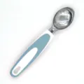 Stainless steel ice cream scoop with white and blue ergonomic handle for kitchen use. - Sky Blue