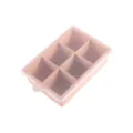 Portaghiaccio in silicone rosa con coperchio, stampo quadrato a 6 griglie per casa. - Coperchio in Plastica / Rosa