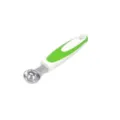 Stainless steel fruit melon baller with green handle, versatile kitchen gadget for ice cream. - Green