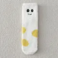 Süße bestickte lächelnde Gesicht dicke warme Korallenfleecesocken Herbst Winter Haussocken - Einheitsgröße / Farbe 4