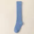 Calcetines largos gruesos de forro polar coral de color liso invierno mujeres suelo dormir - Azul