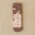 Cozy winter coral fleece sleep socks with cute cartoon bear pattern, thick and warm. - One Size / Color 5