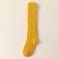 Mujeres color solido esponjoso forro polar coral calcetines largos invierno calientes - 9# Amarillo