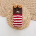 Cozy coral fleece winter socks with cute bear ears and red white stripes for women warm home use - One Size / Color 6