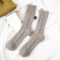 Grey coral fleece cable knit cozy socks for women, warm sleep socks for winter home wear. - One Size / Color 6