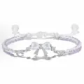 Handmade braided cord bracelet with shiny bow and cubic zirconia for women fashion jewelry - Bowknot Cord Bracelet