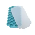 Silicone 37-grid honeycomb ice cube tray with lid, flexible blue mold for home. - Green Honeycomb Ice Tray