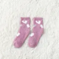 Plush fuzzy coral fleece winter warm socks for women, cozy home floor sleeping socks. - One Size / 6# Pink Heart