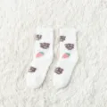 Plush coral fleece winter warm socks for women, thick fuzzy floor and sleep socks. - One Size / 7# White Bear Strawberry