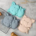 Cute animal silicone cake mold cartoon pig baking pan DIY kitchen dessert tool multi-color - Pig Cake Mold