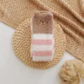 Cozy winter coral fleece striped warm socks for women with cute 3d bear ears home sleep - One Size / Color 9