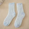 Cozy winter blue checkered fuzzy socks, thick soft coral fleece warm sleep socks for women. - One Size / Color 2 (Blue Checkered)