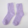 Paarse koraalvleece pluche slaapsokken, comfortabele dikke warme wintersokken - Eén maat / Kleur 1