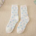 Cozy winter coral fleece socks with cute light blue polka dots, thick and warm for sleep. - One Size / Color 3 (White with Blue Polka Dots)