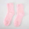Dames roze pluche koraalvleece gezellige slaapsokken winter dikke warme vrijetijdssokken - Eén maat / Kleur 2