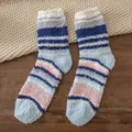 Fluffy coral fleece winter socks with cozy stripes warm thick mid-tube sleep socks for women daily use - One Size / Color 5