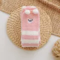 Women pink stripe coral fleece fuzzy socks soft winter home sleep thick warm variant - One Size / Color #15