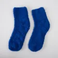 Koningsblauwe pluche koraalvleece slaapsokken, warme winterse dikke sokken voor dames. - Eén maat / Kleur 4